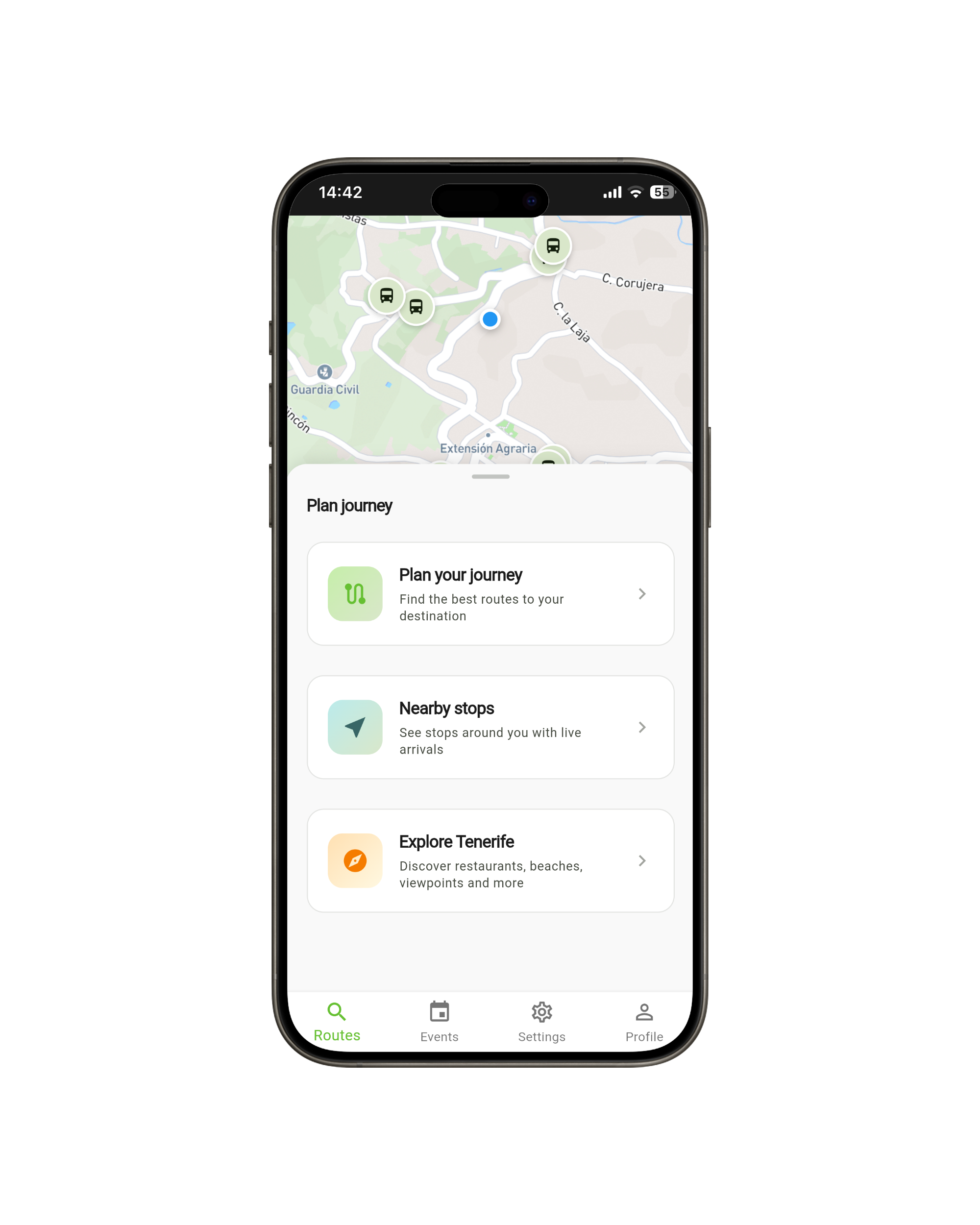 Viario Canario App - Home Screen